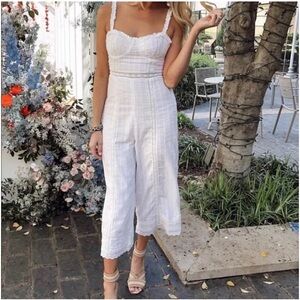 Show Me Your Mumu Small White Jumper Crop Pants Lace Eyelets Ruffles Romantic